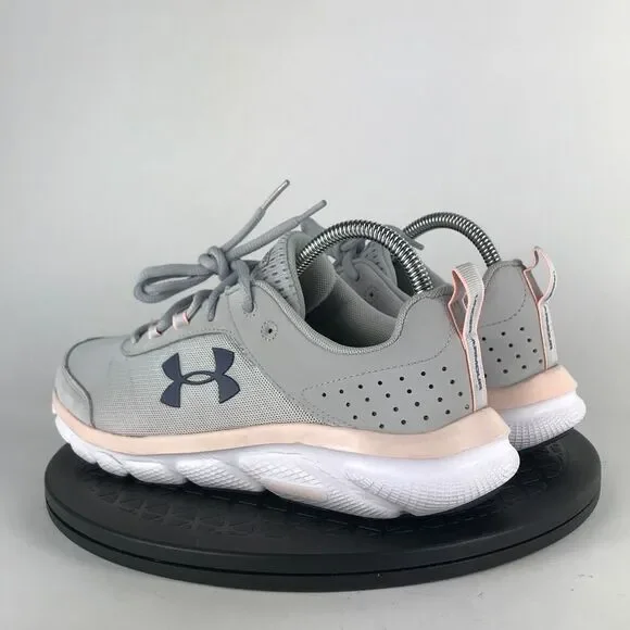 Under Armour Charged Assert 8 Gray/Pink Running Shoes 3021972-105 Women Size 9.5 - Picture 7 of 12
